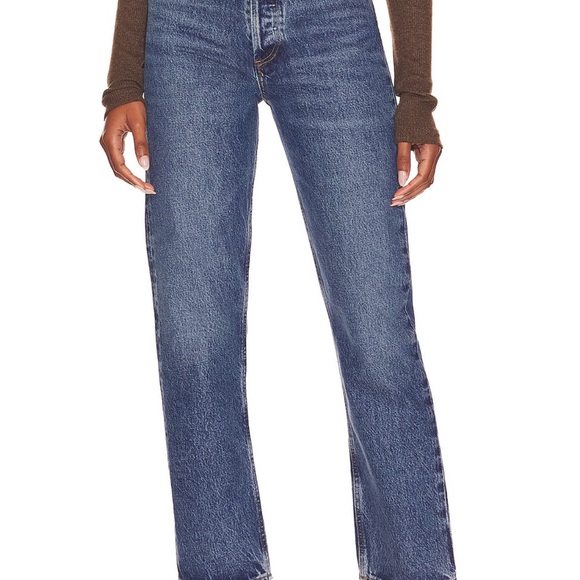 Agolde Classic Blue Straight Leg Jeans - Picture 4 of 5